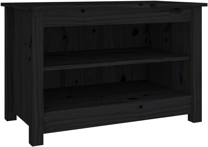 FIRBNUS Schuhbank Schwarz 70x38x45,5 cm Massivholz Kiefer Schuhaufbewahrung Schuhorganizer Schuhschr