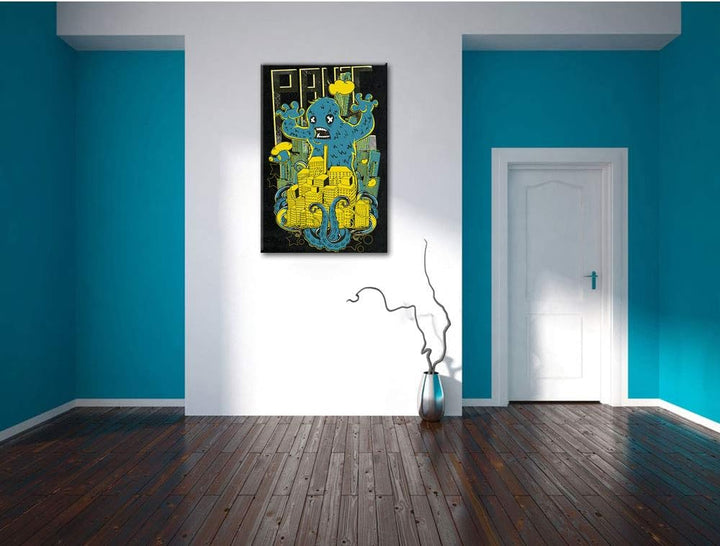 Dark Panic monster black Leinwandbild Bild auf Leinwand, XXL riesige Bilder fertig gerahmt mit Keilr