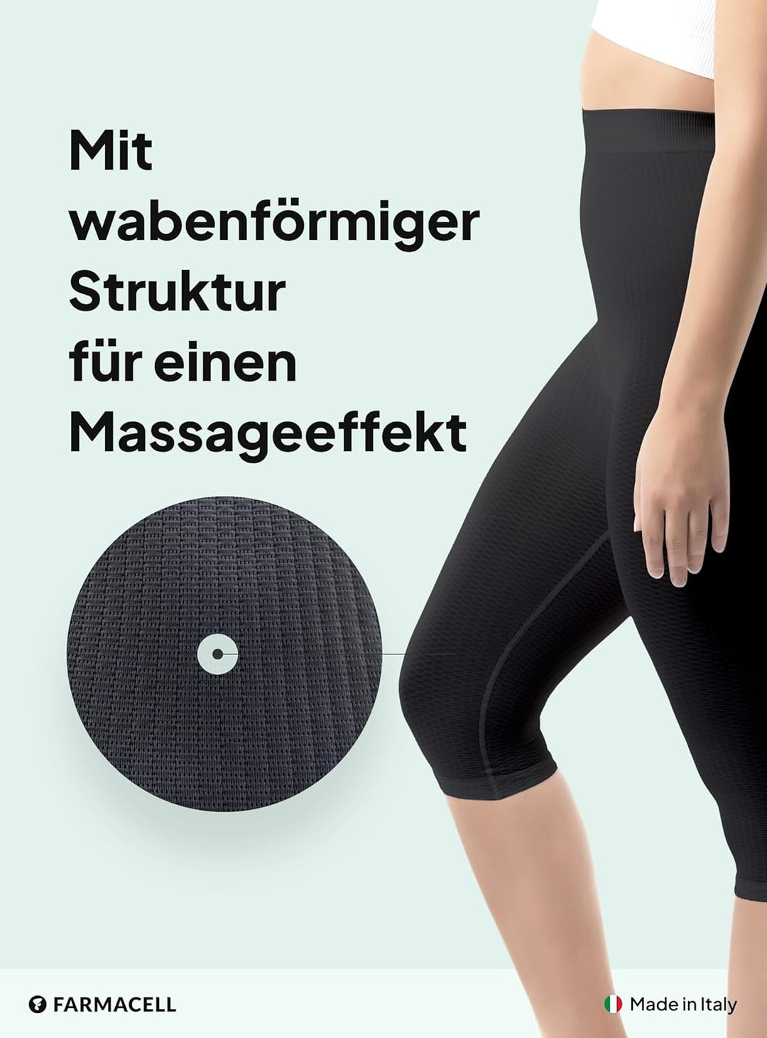 FarmaCell 123 Massierende reduzierende Miederhose Hohe Taille unter dem Knie 4XL-5XL Schwarz, 4XL-5X