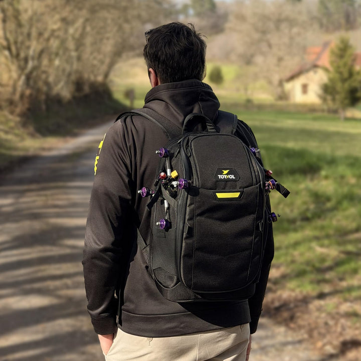 Torvol Pitstop Rucksack, kompakt, FPV, 17 l, für 2 Drohnen, Laptoptasche, modulare Trennwände, leich