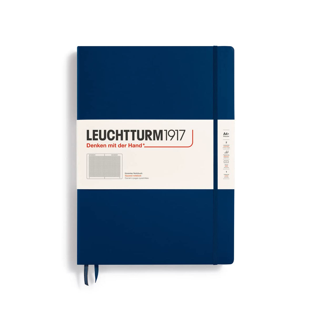 LEUCHTTURM1917 359868 Notizbuch Master Classic (A4+) Hardcover, 235 nummerierte Seiten, Marine, kari