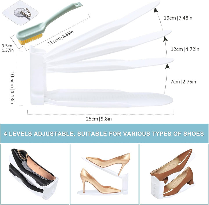 Einstellbare Schuhregale-20er Pack,Doppelschicht Schuhstapler,Schuhstapler/Schuhhalter Set,Platzspar