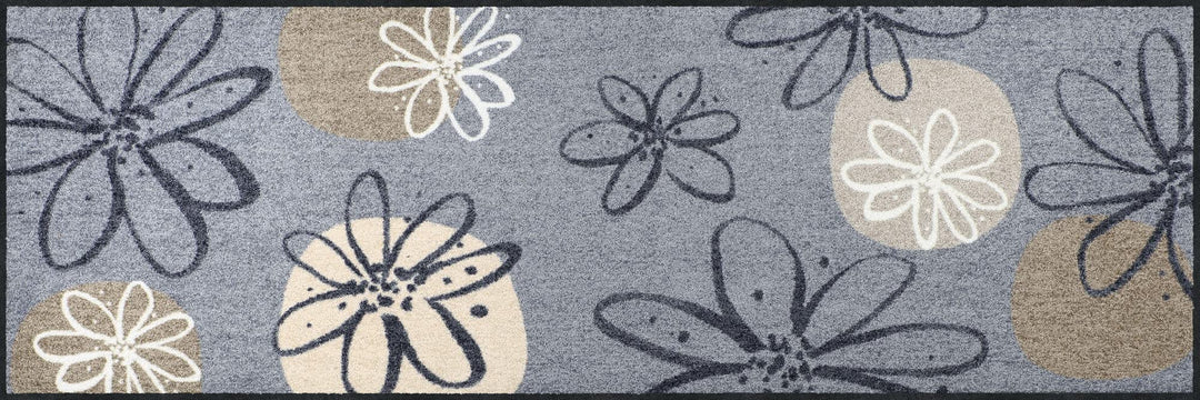 Erwin Müller Fussmatte Koblenz, Schmutzfangmatte, Fussabtreter rutschhemmend, Blumenmotiv grau/braun