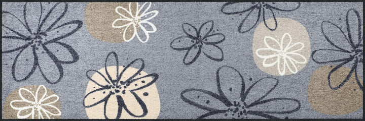 Erwin Müller Fussmatte Koblenz, Schmutzfangmatte, Fussabtreter rutschhemmend, Blumenmotiv grau/braun