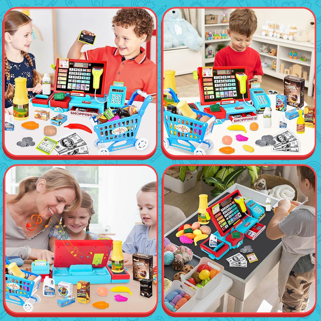 Elektronische Kasse Spielzeug für Kinder - inkl. Zubehör( Scanner, Rechnerfunktion, Zahlungsterminal
