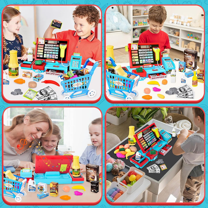 Elektronische Kasse Spielzeug für Kinder - inkl. Zubehör( Scanner, Rechnerfunktion, Zahlungsterminal