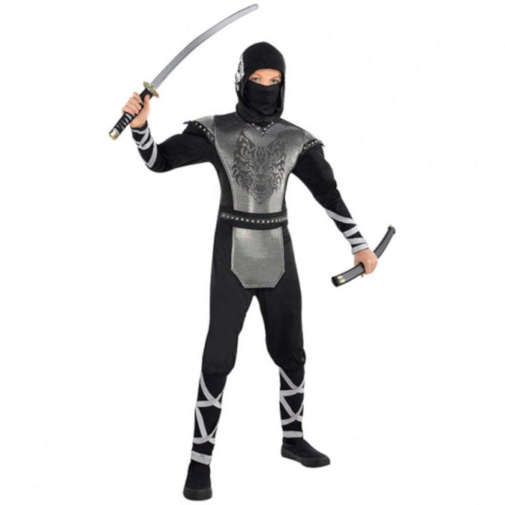 (PKT) (EB-999471) Child Boys Howling Wolf Ninja Costume (8-10yr)
