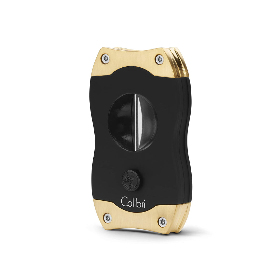Colibri V-Cut Zigarrenschneider | Schwarz Mit Goldakzenten |Federauslöser | Tiefer 7mm V-Schnitt | B
