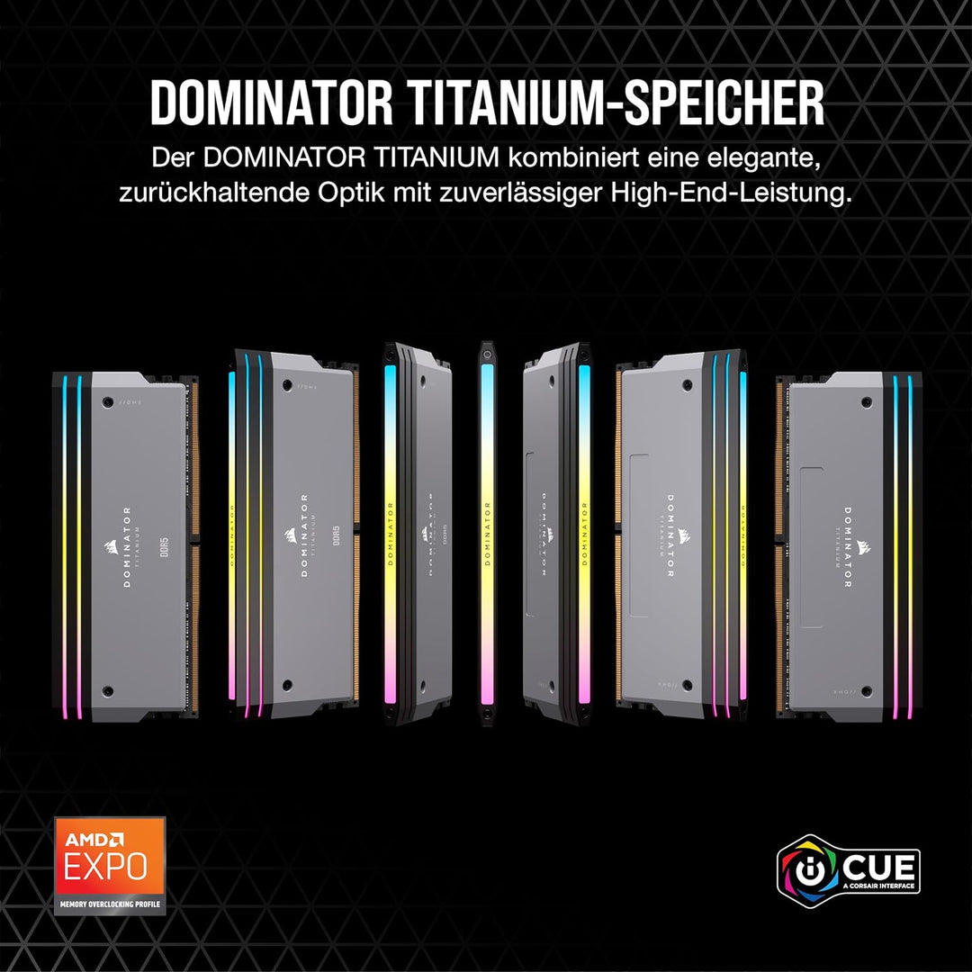 CORSAIR Dominator Titanium RGB DDR5 RAM 32GB (2x16GB) DDR5 6000MHz CL30 AMD Expo iCUE-Kompatibler Co