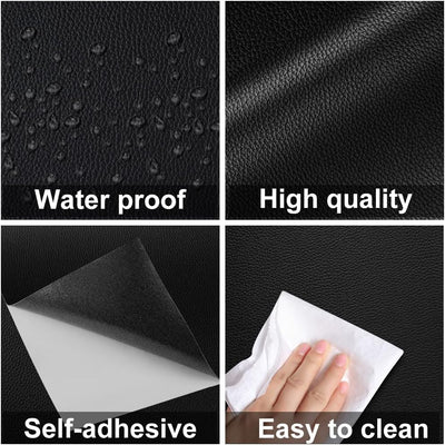GELAISI Kunstleder Selbstklebend 60*200cm Schwarz Leder Patch Kit Selbstklebende Lederflicken,Ledero