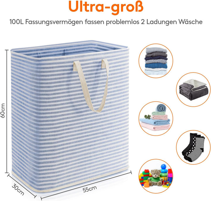 Lifewit 100L Wäschekorb aufrecht, zusammenklappbarer wasserdichter grosser Wäschekorb mit leicht zu