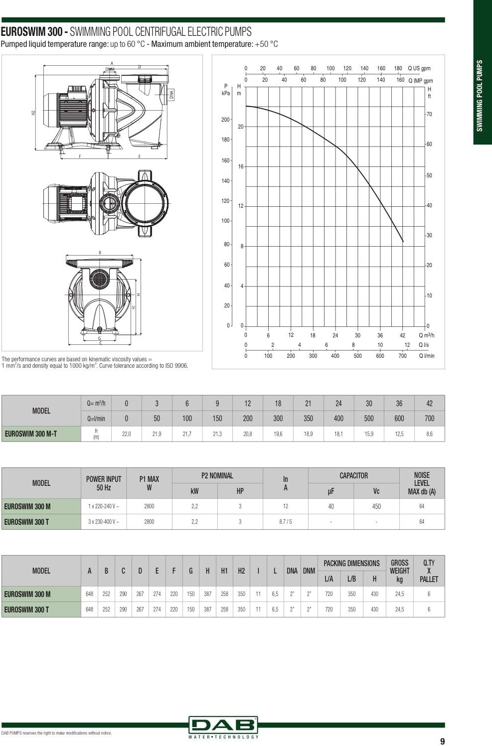 DAB EUROSWIM 100 M 1 HP Elektropumpe für Schwimmbäder, einphasig, selbstansaugend, leise, für Hausha