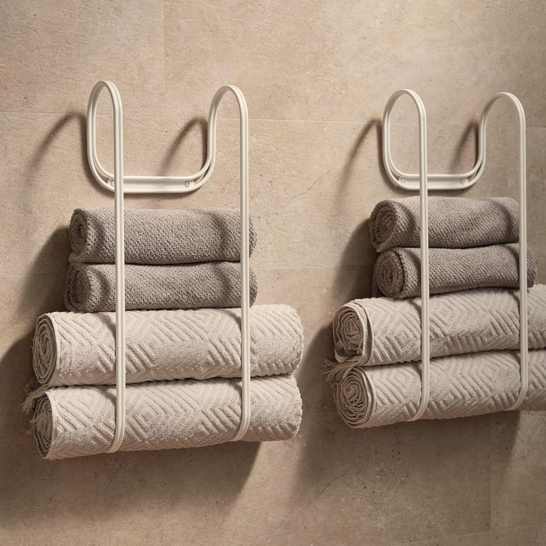 Wand‑Handtuchhalter aus pulverbeschichtetem Metall LAVNA – Modern & Minimalistisch | Platz für 6 gro