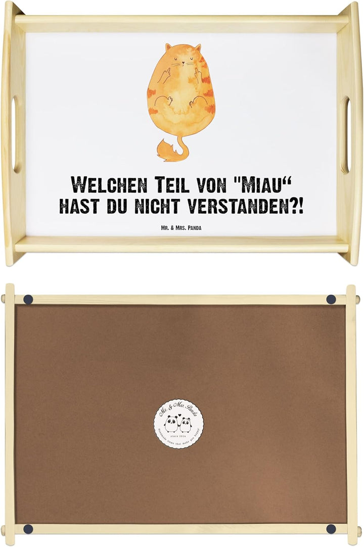 Mr. & Mrs. Panda Tablett Katze Mittelfinger - Geschenk, Cat, Deko, Mietze, Holz, Kater, Cats, zum se