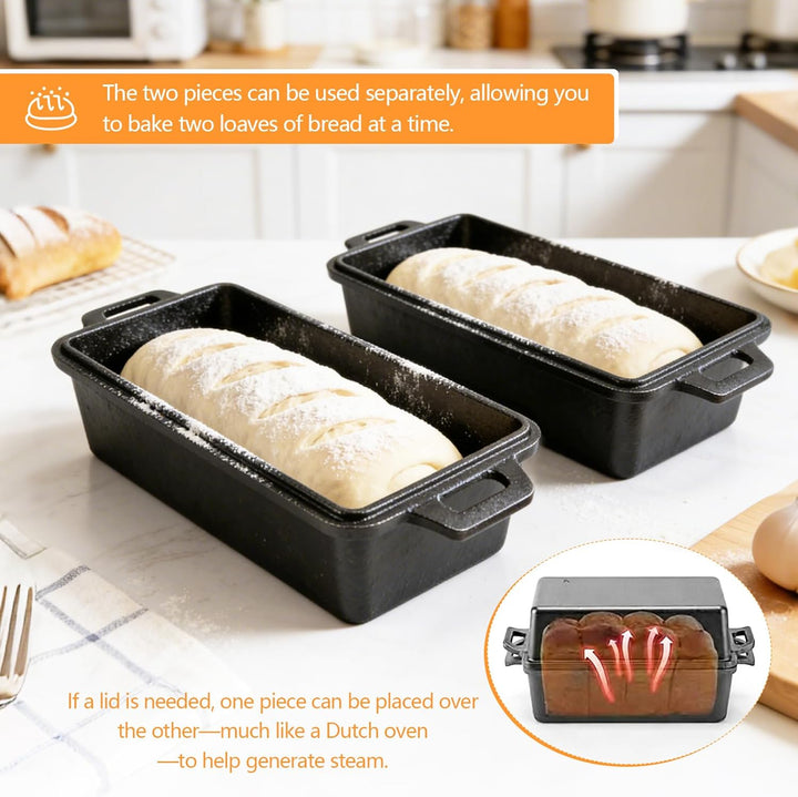 Gusseisen Topf Brot Backen Set, Gusseisen Brotbackform 30cm mit Deckel Antihaft-Silikonmatten Brotba