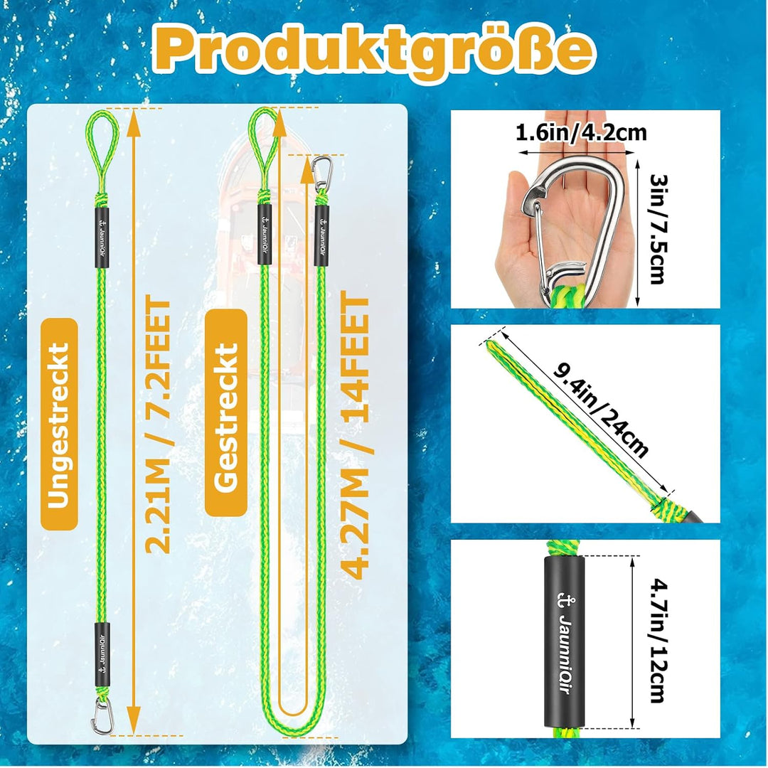 Bungee Boat Dock Line mit 316 Edelstahlclip Bootszubehör,213cm Anlegeleine für Boote, PWC, Kajak, Se
