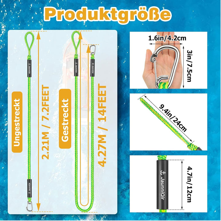 Bungee Boat Dock Line mit 316 Edelstahlclip Bootszubehör,213cm Anlegeleine für Boote, PWC, Kajak, Se