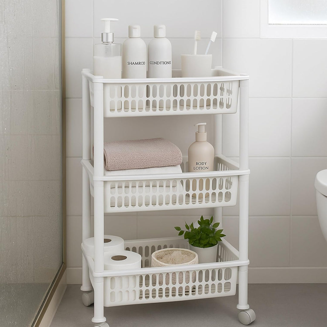 Plast Team Öko-Trolley mit 3 Körben, weiss, Einheitsgrösse Einheitsgrösse Weiss, Einheitsgrö&#x