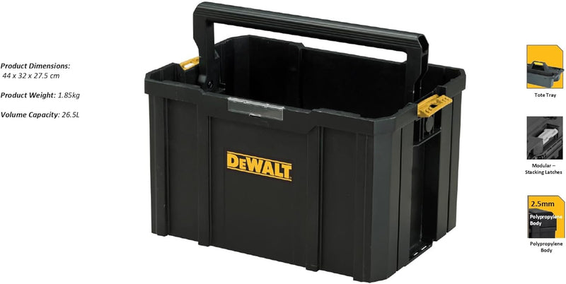 Dewalt TSTAK-Werkzeugtrage (belastbar bis 20 kg, Abmessungen 440 x 314 x 176 mm, klappbarer Handgrif