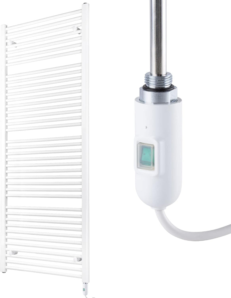 Handtuchheizkörper elektrisch 1662 x 600mm - Badheizkörper elektrisch 900 Watt weiss inkl. Heizstab