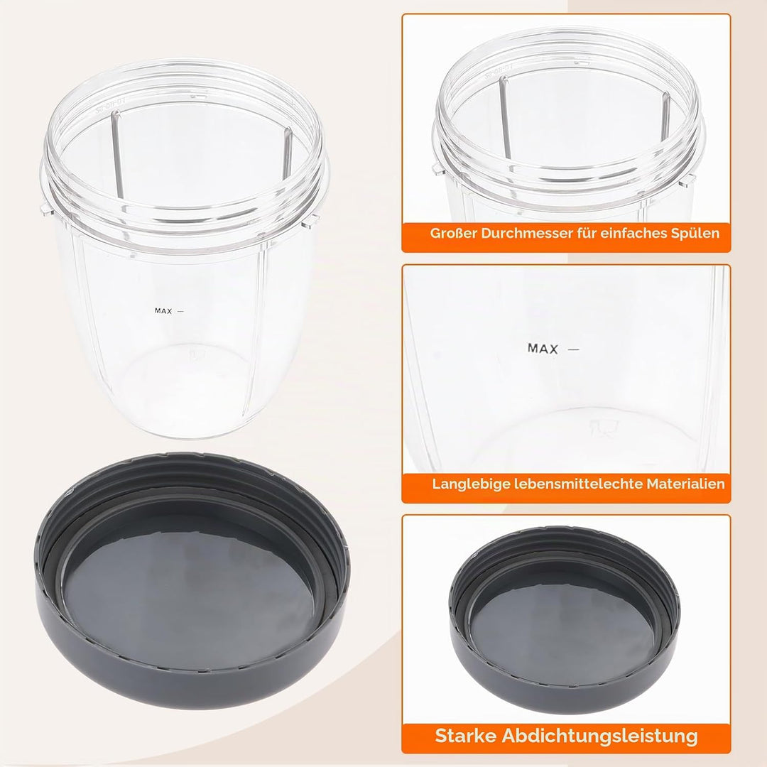 DRELD 2 Set Ersatzteile für Nutribullet Entsafter Becher 18 OZ, 2 Stück Nutribullet Ersatzbecher mit