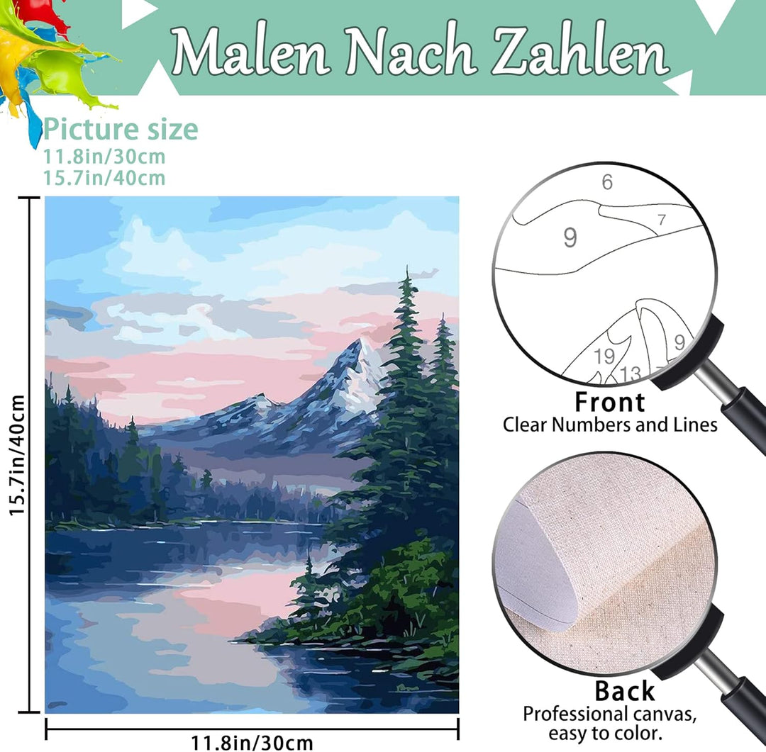 Qianbaiuk 4 Stück Malen Nach Zahlen Erwachsene Landschafts,Malen Nach Zahlen Erwachsene DIY Acrylpig