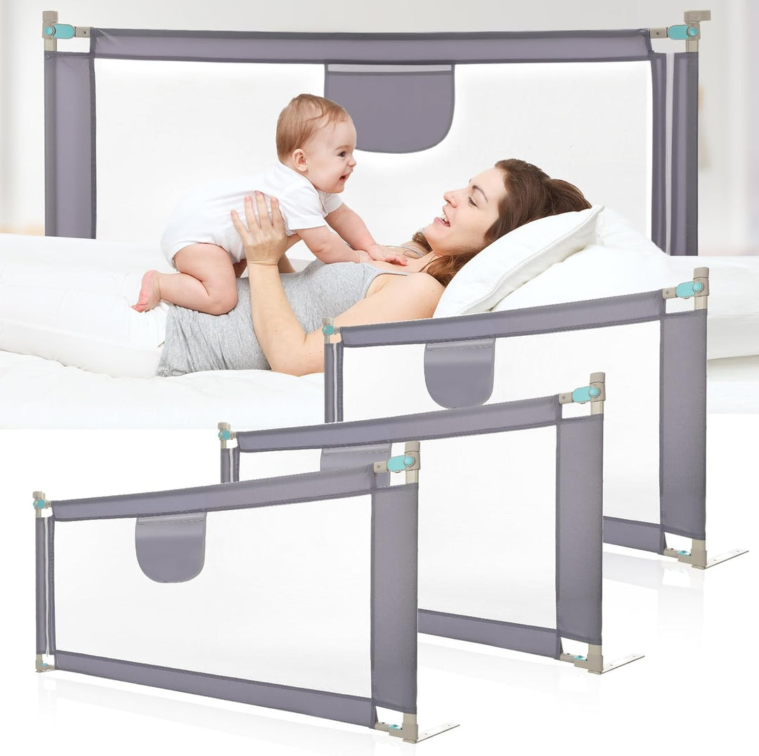 Rausfallschutz – Bettschutzgitter 180 cm Dunkelgrau – Bettgitter höhenverstellbar 69-98 cm – Bettumr