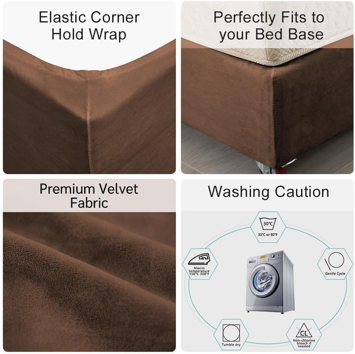 DUJUIKE Stretch Samt Boxspring Abdeckung zum Umwickeln, Alternative zum Traditionellen Volant Bettro
