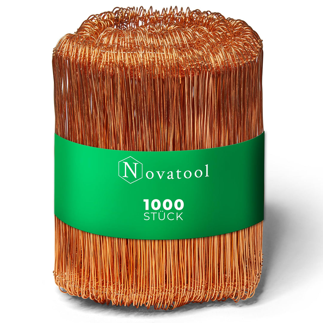 Novatool 1.000 Stück Rödeldraht mit Ösen 1,0 x 200mm Bindedraht verkupfert, robust & langlebiger Dri