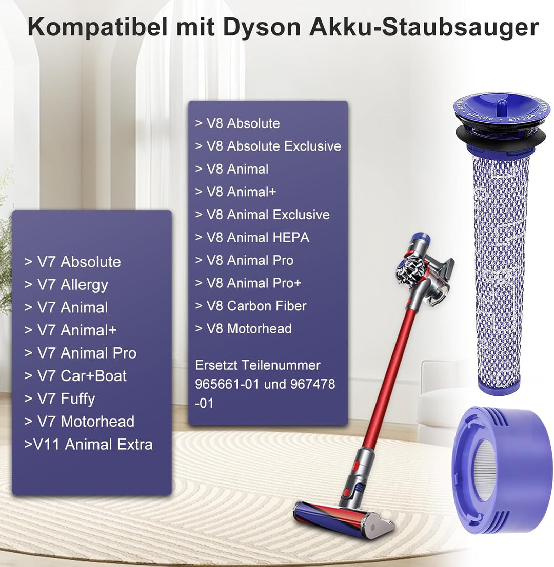 V7 V8 Filter für Dyson, Ersetzt Filter und Vorfilter für Dyson V8 V7 Animal Absolute Motorhead Staub