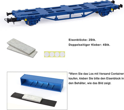 Evemodel 2 Set Spur H0 1:87 Schienenwagen Flachwagen mit Drehrungen Transport Gütern Schwerlast Wage