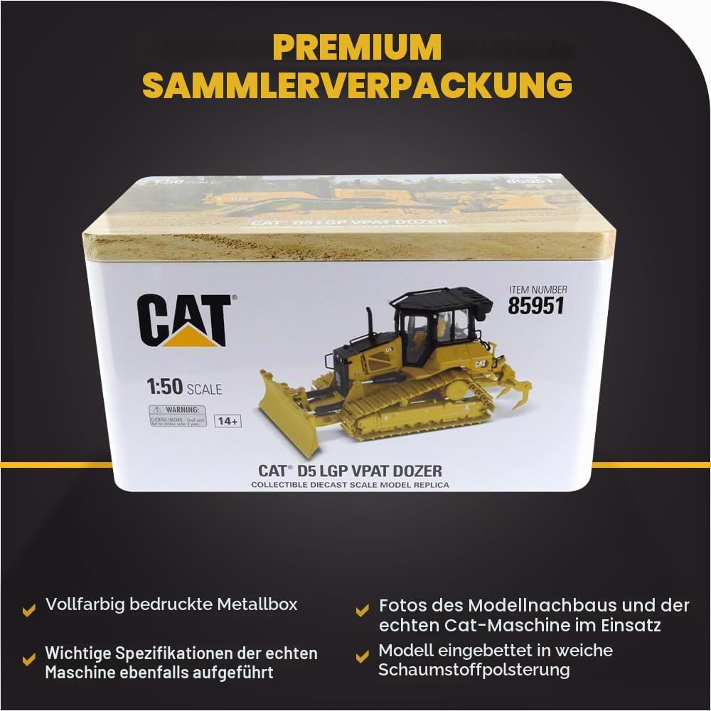 Caterpillar Diecast Masters 85951 Bulldozer D5 LGP, Massstab 1:50, ca. 13,5 x 9,3 x 7 cm, ab 14 Jahr