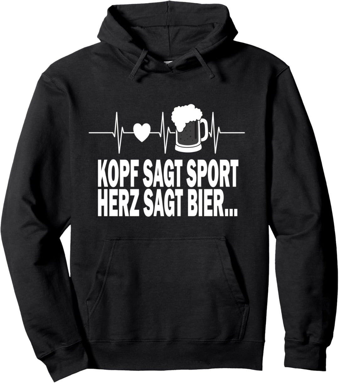 Herz sagt Sport, Kopf sagt Bier T-Shirt Spruch Pullover Hoodie