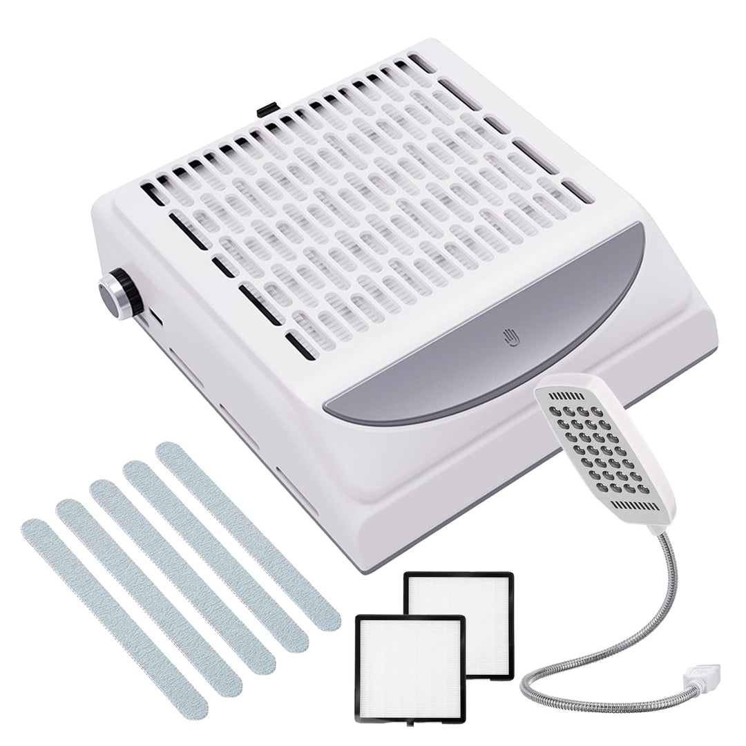 Staubabsaugung Für Nägel, 100W Nagelstaubsauger mit 2-in-1 Filter & LED Licht, drehbarer Saugkraftre