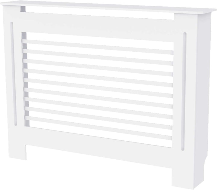 FATIVO Heizkörperverkleidung Hohe Heizkörperabdeckung Horizontal Holz 101×111×19 cm Weiss aus MDF la