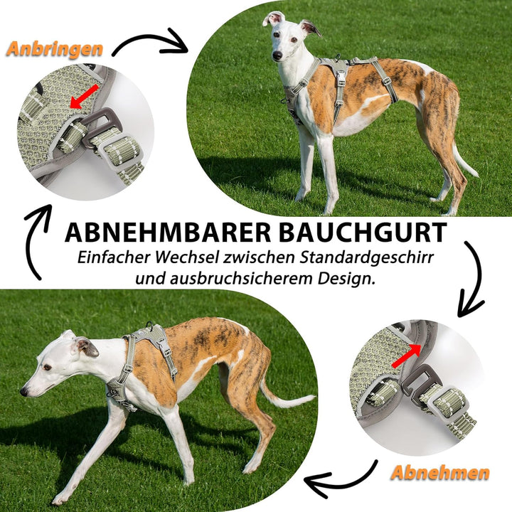 Huntboo Sicherheitsgeschirr Hund Ausbruchsicher, Panikgeschirr für Hunde, Anti Zug Hundegeschirr, Re