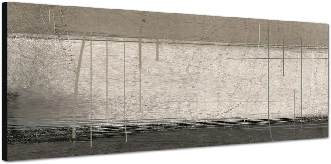 Paul Sinus Art Panoramabild auf Leinwand und Keilrahmen 150x50cm Malerei Kunst abstrakt beige braun