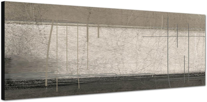 Paul Sinus Art Panoramabild auf Leinwand und Keilrahmen 150x50cm Malerei Kunst abstrakt beige braun