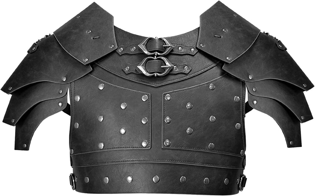 HiiFeuer Mittelalterliche Kunstleder-Brustpanzerung, Vintage Pauldron Schulter Rüstung Einstellbare