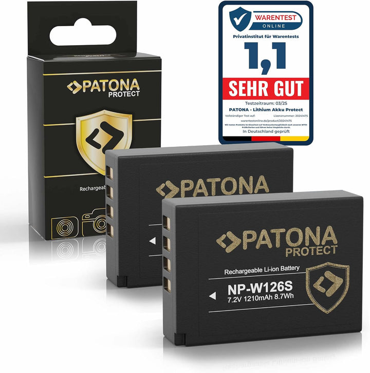 PATONA Protect NP-W126s NP-W126 Akku 2x (1140mAh) mit NTC-Sensor und V1 Gehäuse - ohne Verwendungsei