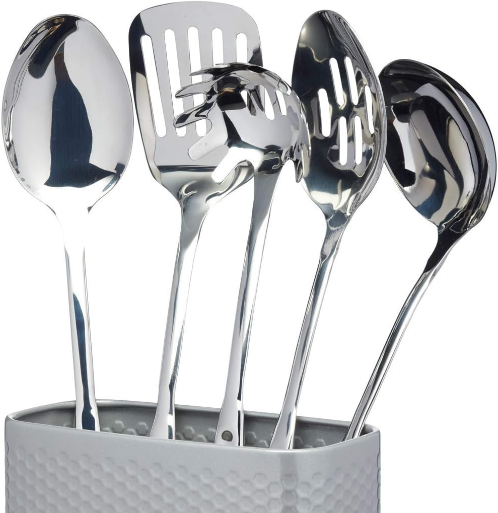 KitchenCraft Lovello Utensilienhalter mit geometrischem Sechseck-Muster, strukturiert, 20 x 10 x 18