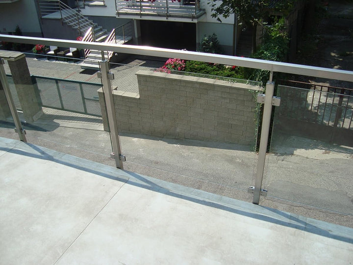 Sellon24® Glashalter 4 Stück Edelstahl Glasklemme Klemmhalter Geländer V2A Eckig 45 x 45 x 28 mm ink