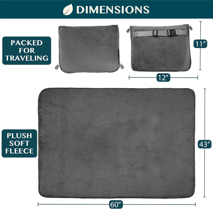 PAVILIA Reisedecke und -kissen, Doppelreissverschlüsse, Clip-Band, warmes, weiches Fleece, 2-in-1-Ko
