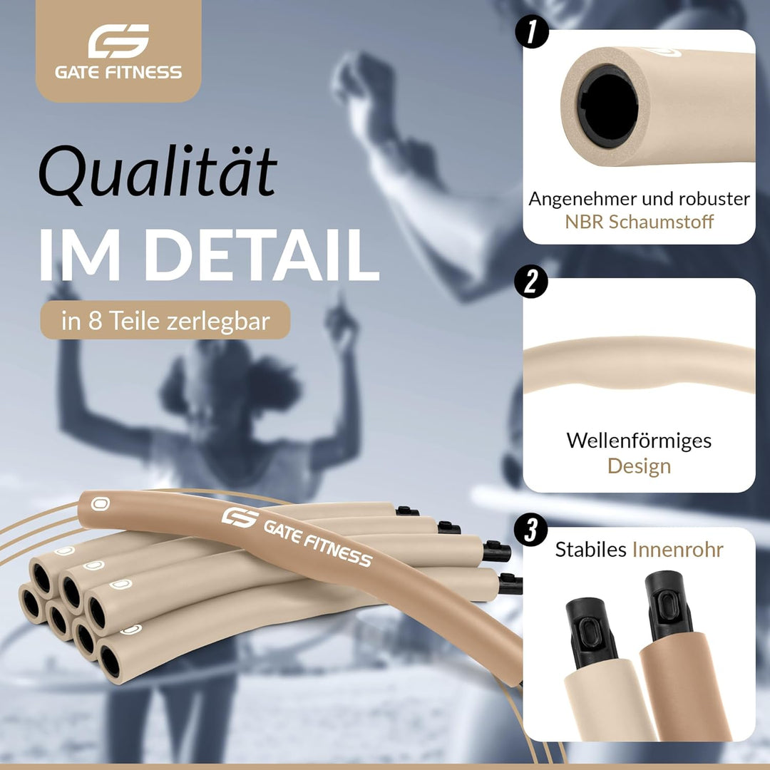 GATE FITNESS Hula Hoop Reifen Erwachsene und Kinder zum Abnehmen [1,2kg / 1,5kg / 2kg] | 6 bis 8 Seg