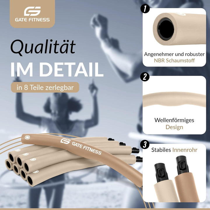 GATE FITNESS Hula Hoop Reifen Erwachsene und Kinder zum Abnehmen [1,2kg / 1,5kg / 2kg] | 6 bis 8 Seg