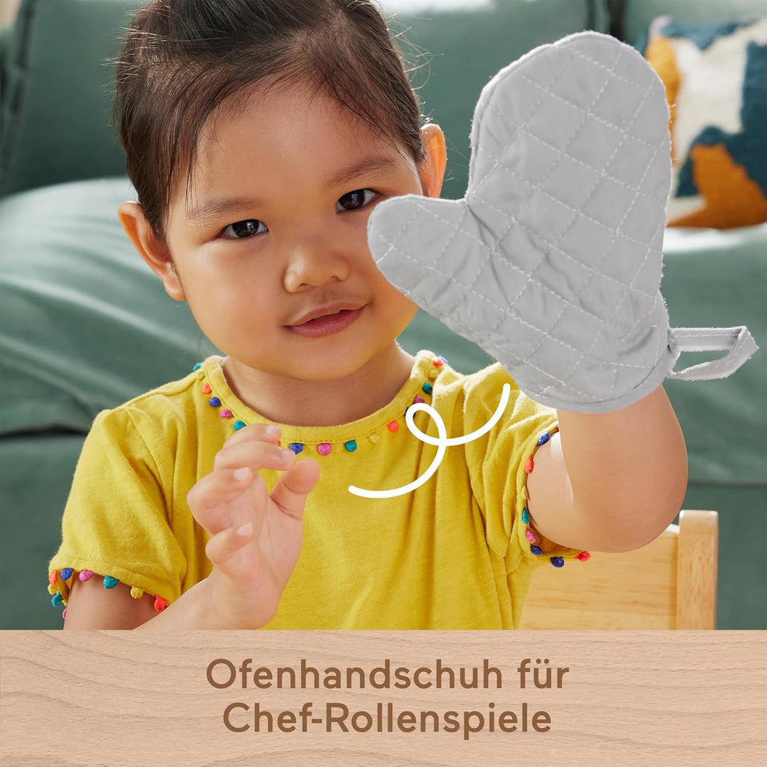 Fisher-Price Kochgeschirr-Set aus Holz für Rollenspiele, 19 Holzteile für Kindergartenkinder ab drei