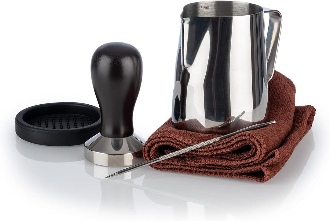 Buddy´s Bar - Barista Edition, Premium Barista Set, 5-teilig, Milchkännchen 0,35 Liter, Kaffeestempe