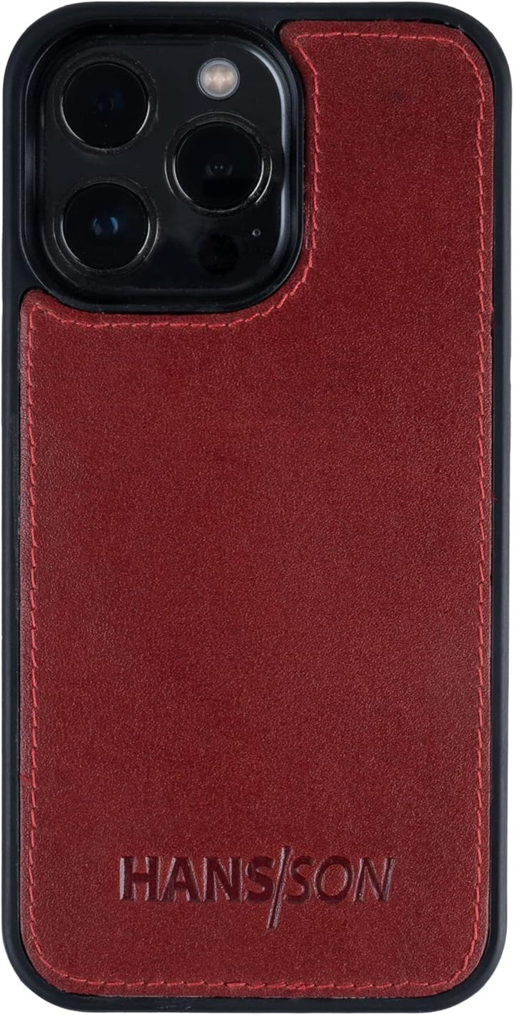 HANS/SON Echtlederhülle iPhone 13 Pro Rot | Handyhülle aus Leder mit Geldbörse | Rote iPhone 13 Pro