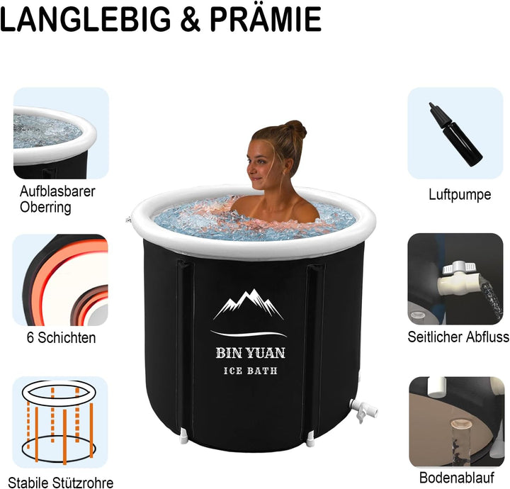 B&Y Aufblasbare Faltbare Badewanne Erwachsene 80x80cm Faltbare Portable Badewanne Freistehende Badew