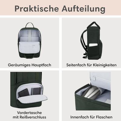 LARKSON Rucksack Damen & Herren - No 6 - Daypack mit 16 Zoll Laptopfach - Rucksäcke für City Schule